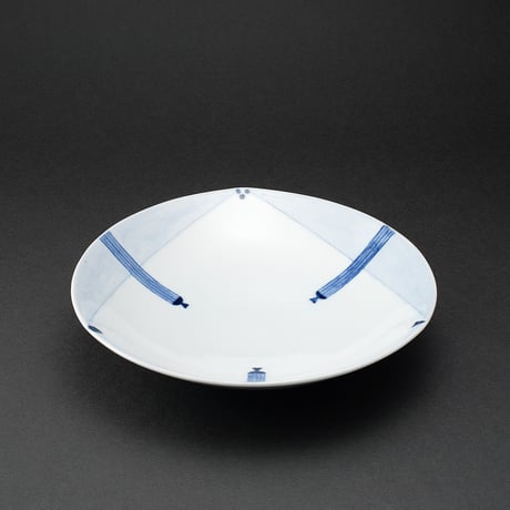 Medium Dish with Inlaid Line and Cobalt Pattern  TypeC by Ryozo Shibata