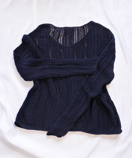 navy crochet knit