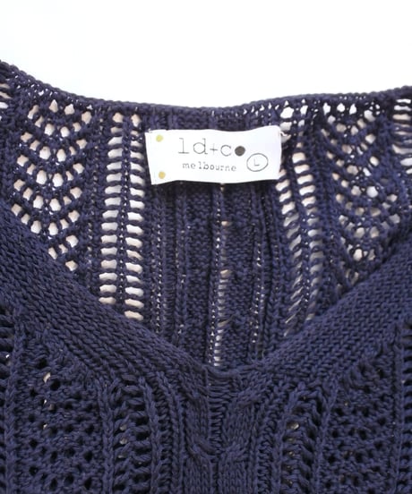 navy crochet knit