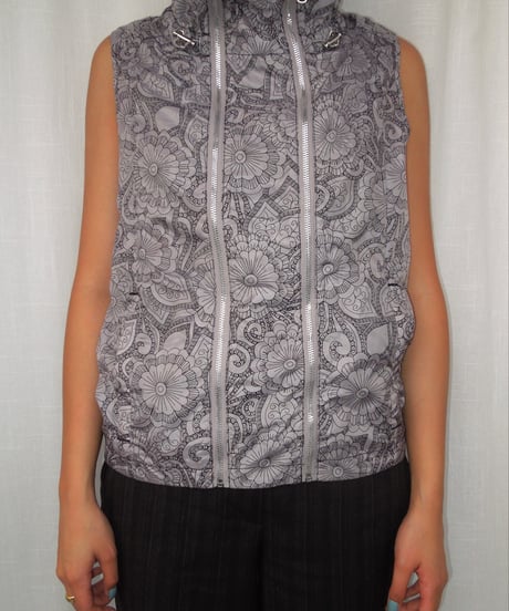 floral patterned zip vest