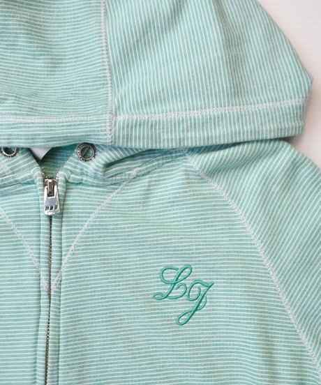 Mint color striped zip up