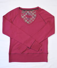 pink v neck long sleeve