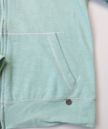 Mint color striped zip up