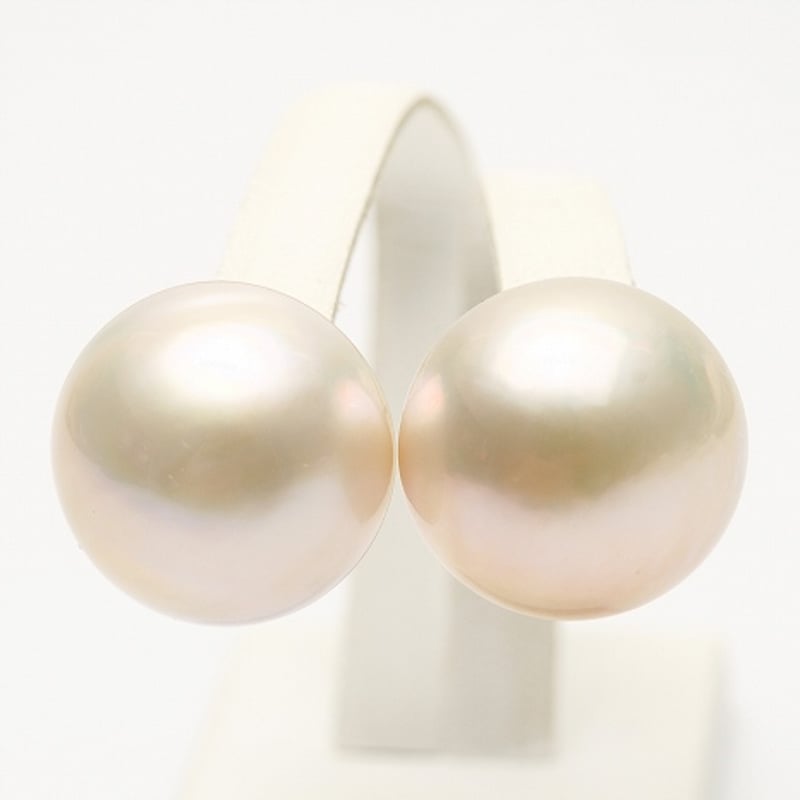 マベ真珠パールピアス 17mm ホワイトグリーンカラー K14WG製 | eiho-pearl