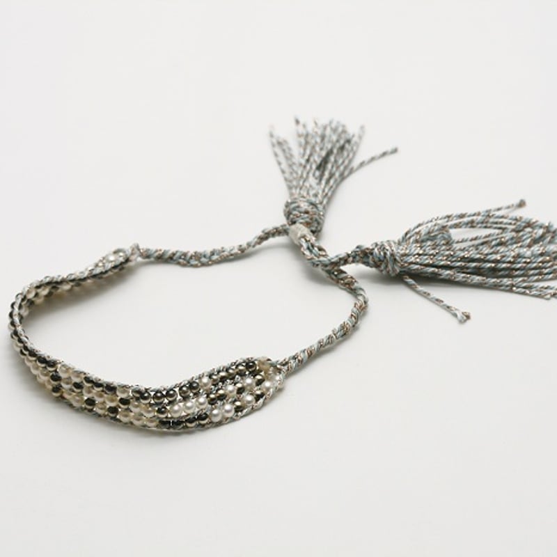 淡水真珠/ナバホパールブレスレット　3.0-3.5mm　四つ編み仕様　ミサンガ 淡水真珠/ナバホパールブレスレット 3.0-3.5mm 四つ編み仕様 ミサンガ