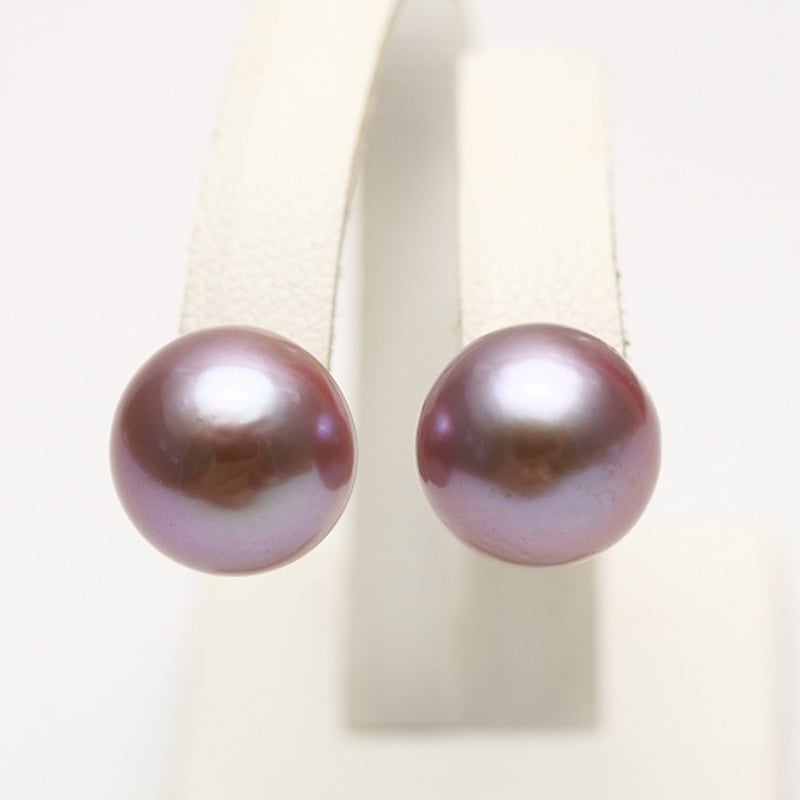 淡水真珠パールピアス 10mm パープルカラー K18製 | eiho-pearl