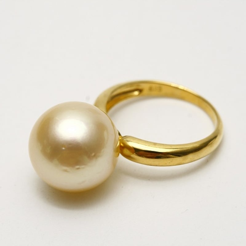 南洋白蝶真珠パールリング【指輪】 13mm ナチュラルゴールドカラー 