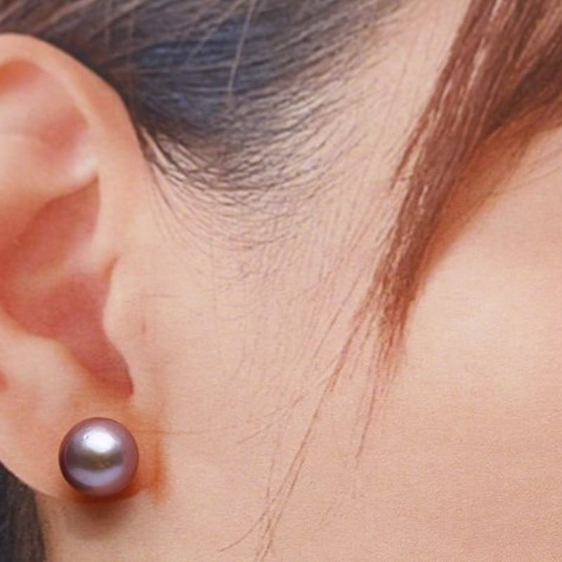 淡水真珠パールピアス 10mm パープルカラー K18製 | eiho-pearl