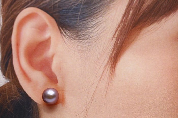 淡水真珠パールピアス 10mm パープルカラー K18製 | eiho-pearl