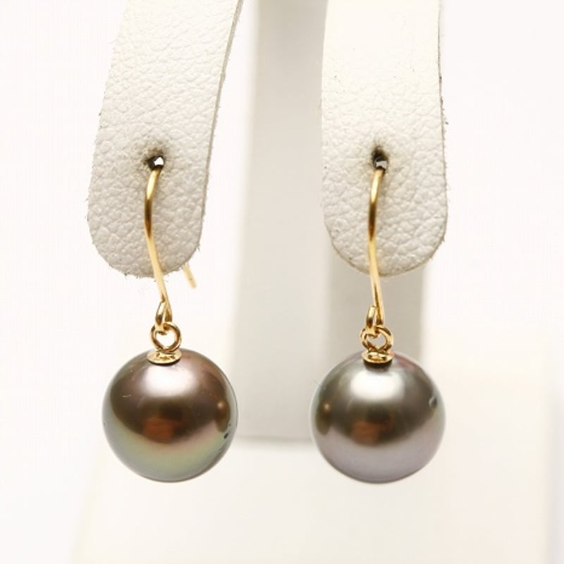 タヒチ黒蝶真珠パールピアス 7mm グリーングレーカラー K18製 | eiho-pearl