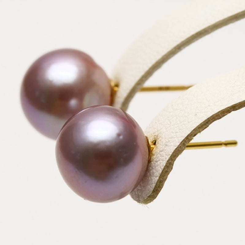 淡水真珠パールピアス 10mm パープルカラー K18製 | eiho-pearl