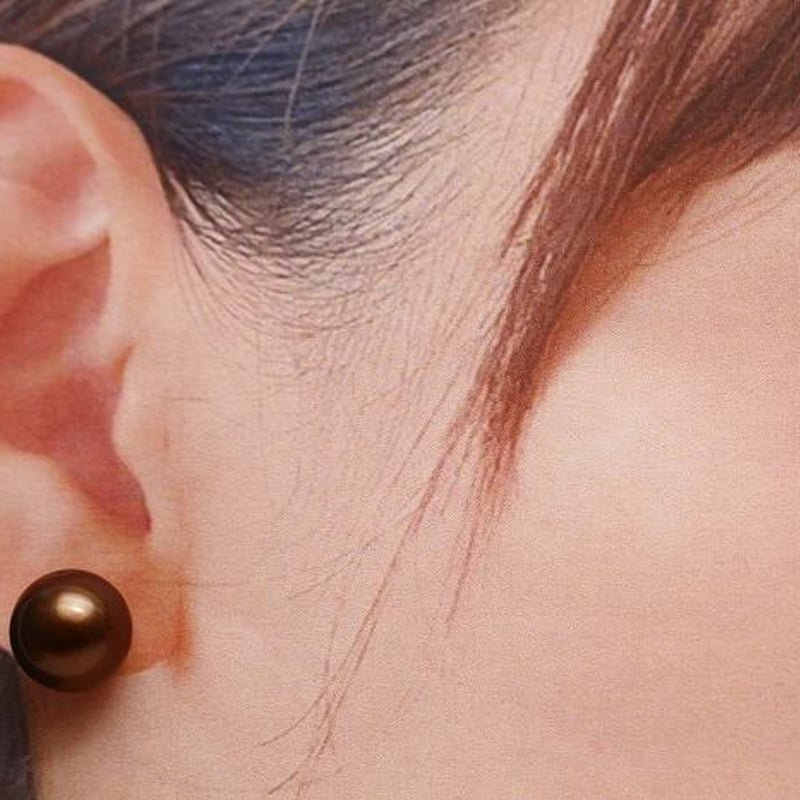 タヒチ黒蝶真珠パールピアス 11mm チョコレートカラー K18製 | eiho-pearl