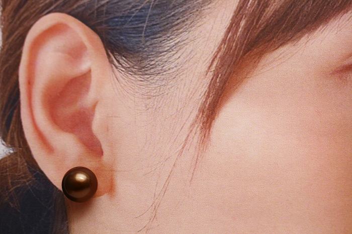 タヒチ黒蝶真珠パールピアス 11mm チョコレートカラー K18製 | eiho-pearl