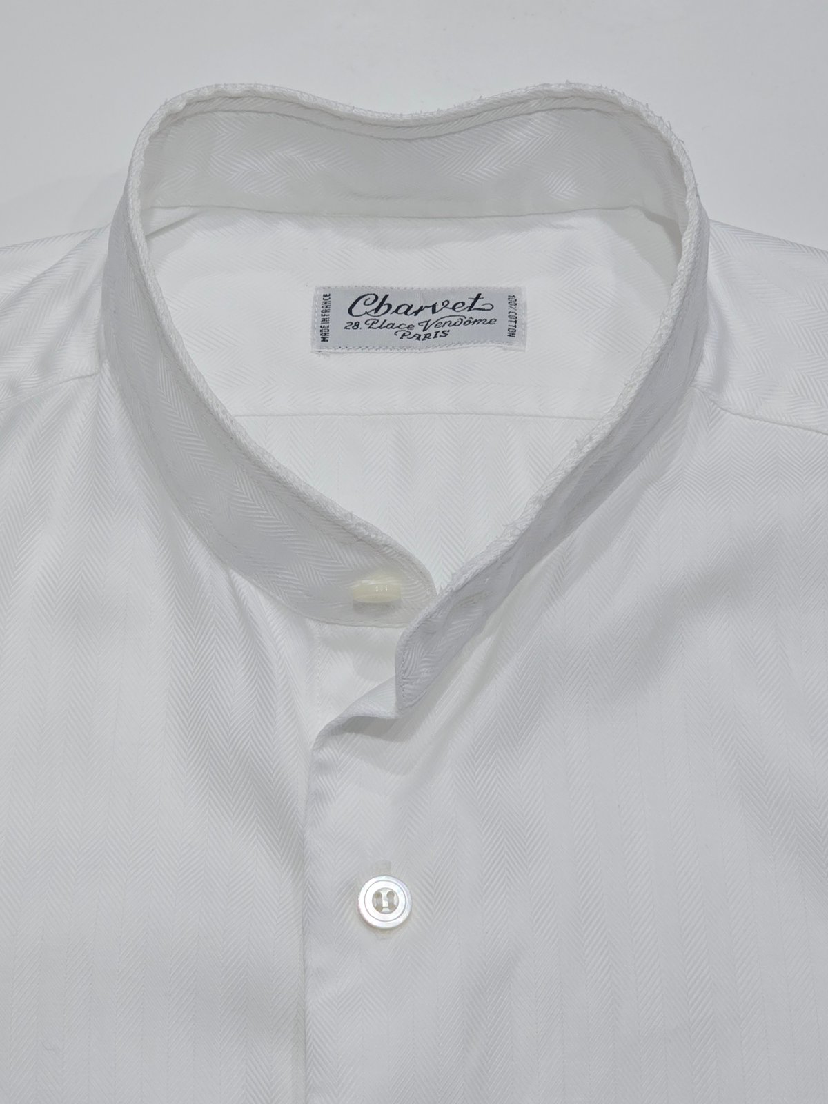 Charvet｜ Band-collar shirt｜ White | Corgi Vinta