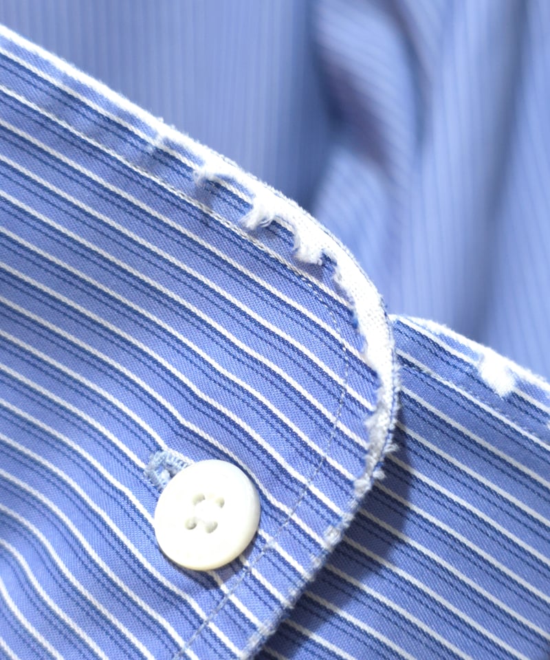 Charvet｜ Striped Cotton Shirts｜ Blue × White |