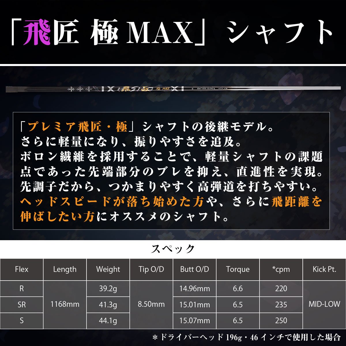 ゴルフ シャフト ワークスゴルフ 飛匠 （ひしょう） 極MAXシャフト 