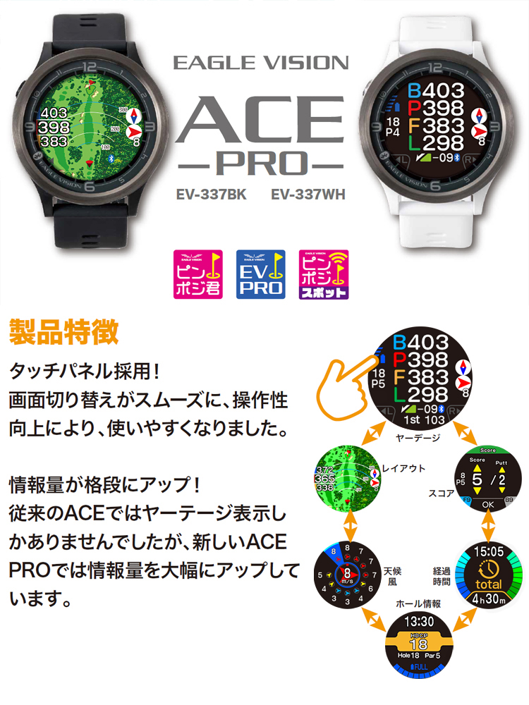 ゴルフ 計測器 イーグルビジョン ウォッチ エース プロ pro gps距離計