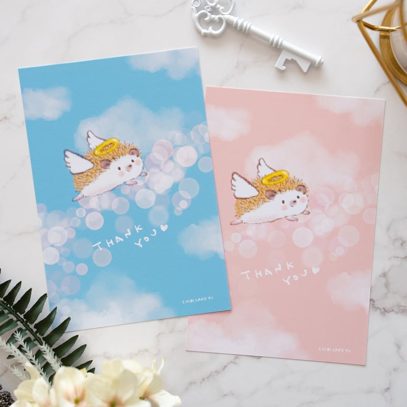 天使のハリネズミ ポストカード 2枚セット | ちびcafeゆう 天使のハリネズミ ポストカード 2枚セット | ちびcafeゆう