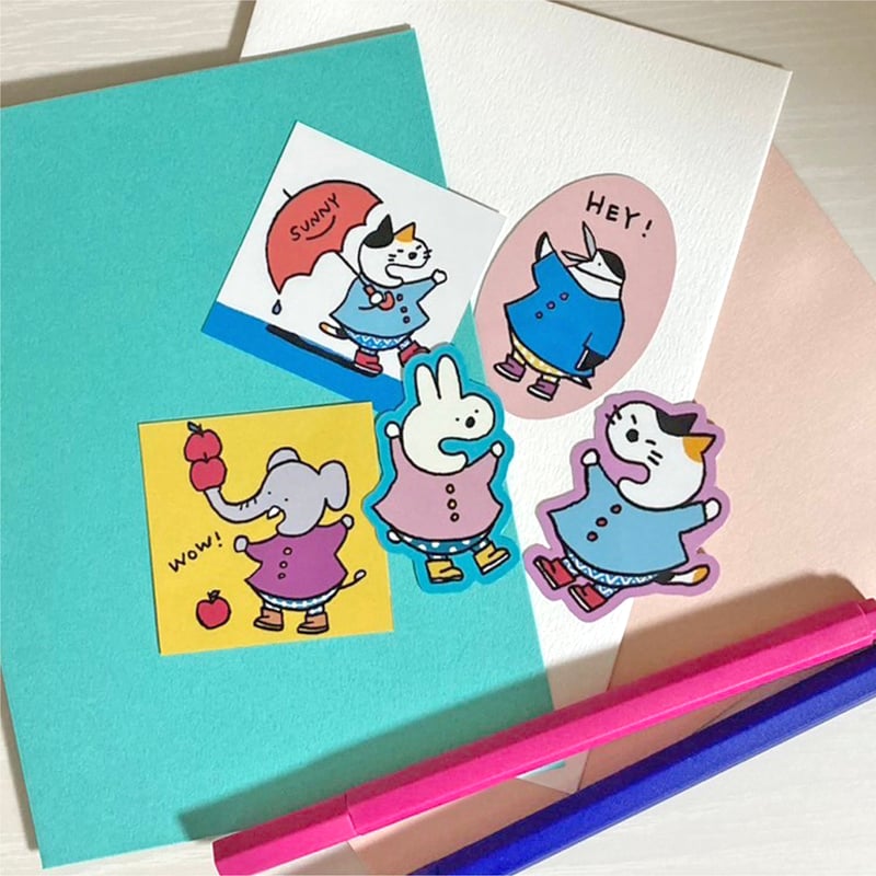 ステッカーA｜うさぎのうーちゃんセット | enekoのおどうぐばこ