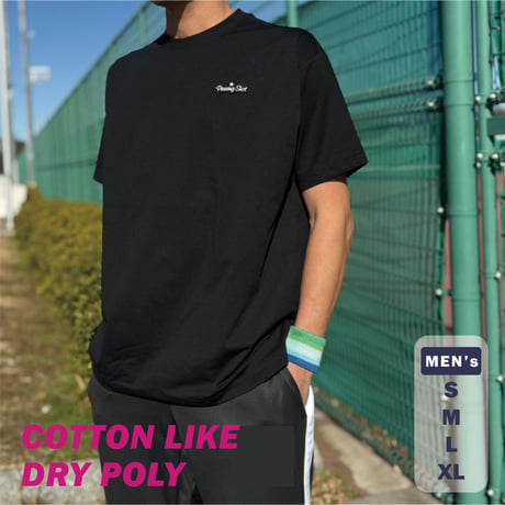 コットンライクドライTシャツ BLACK ワンポイント刺繍（Men's)