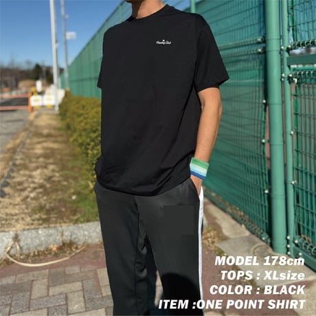 コットンライクドライTシャツ BLACK ワンポイント刺繍（Men's)
