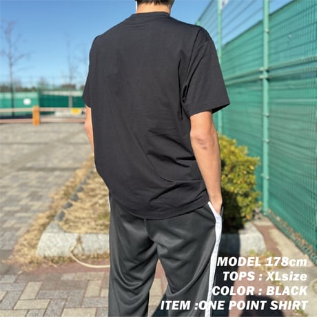 コットンライクドライTシャツ BLACK ワンポイント刺繍（Men's)