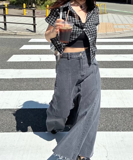 スリムフィットチェック半袖シャツ