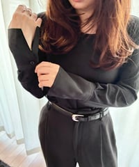カフスリーブリブカットソー