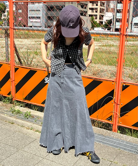 デニムフレアマキシスカート
