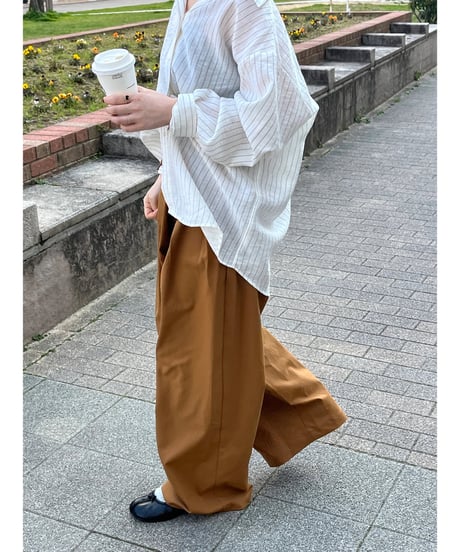 リネン混ストライプシャツ