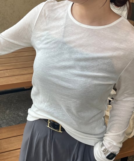 長袖シアーカットソー