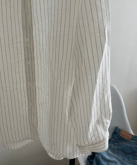 リネン混ストライプシャツ