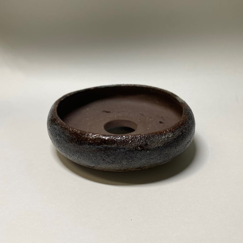 黒釉大鉢　茶道具 盆栽鉢 鉄鉢 黒色 黒マット釉 瀬戸焼 (7.5号(約23センチ