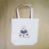 シルクプリント1色刷トートバッグ 逆柱いみり「福猫」