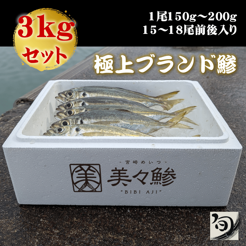 美々鯵》宮崎・目井津港の脂のるブランドアジ【春旬限定】 3kgボックス