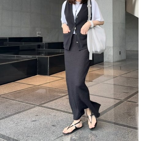 再入荷！エアリーワッフルロングスカート