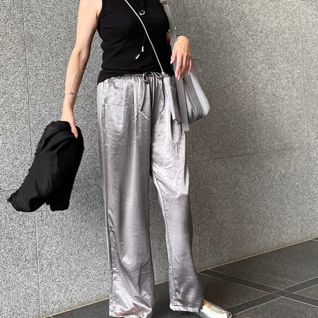 2026 サテンタックワイドパンツ