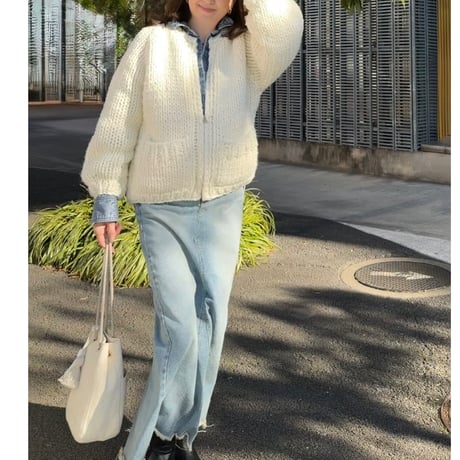 残りわずか　カットオフマキシ丈デニムスカート