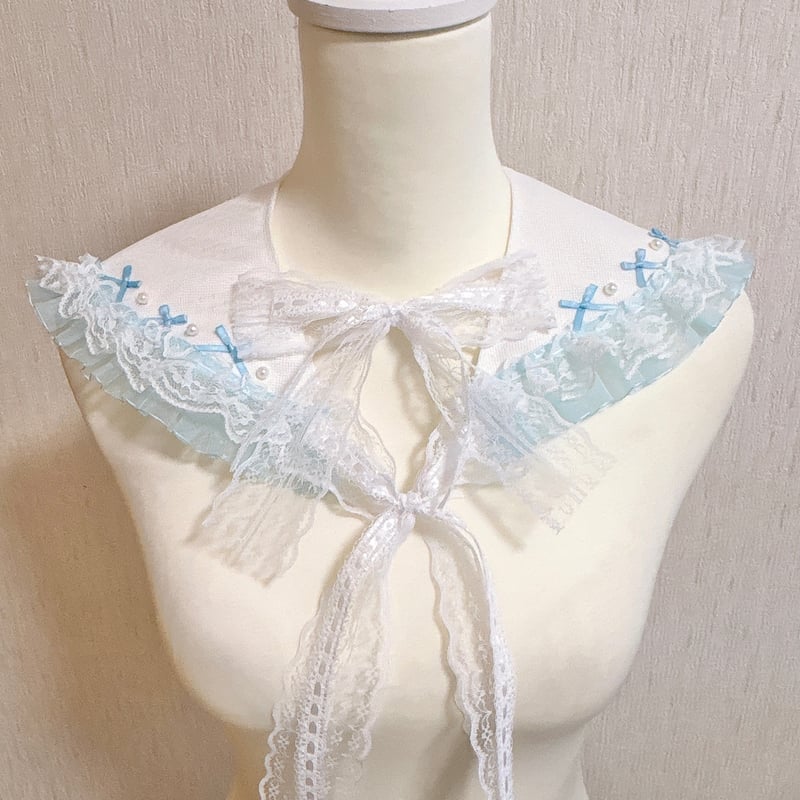 レースつけ襟【ﾗｲﾄﾌﾞﾙｰ】 | KIMISHIKA online shop