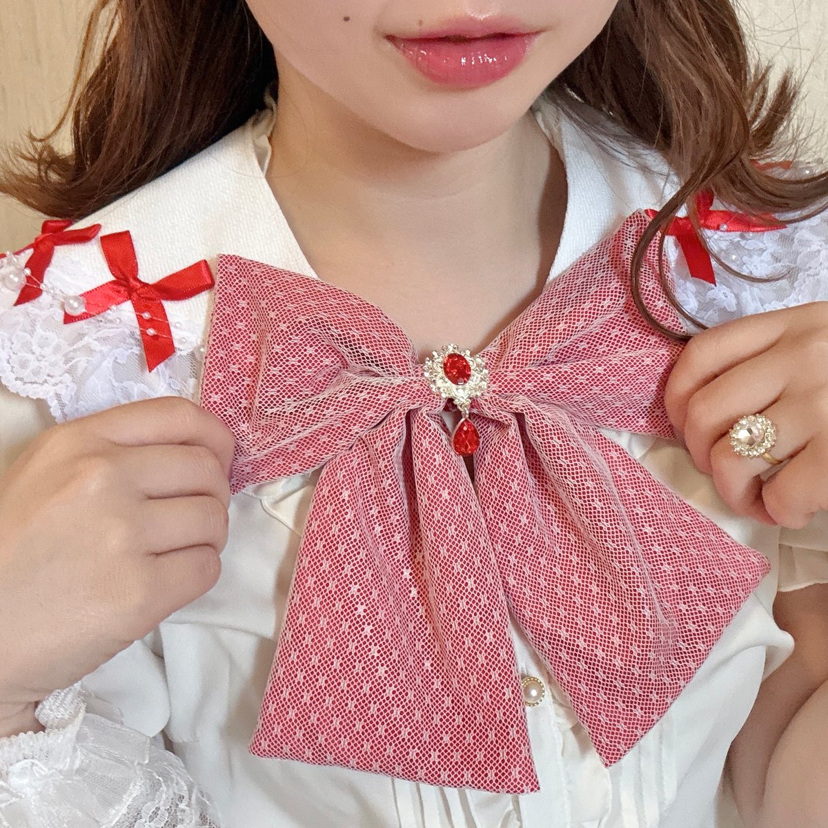 レースつけ襟【ﾚｯﾄﾞ】 | KIMISHIKA online shop