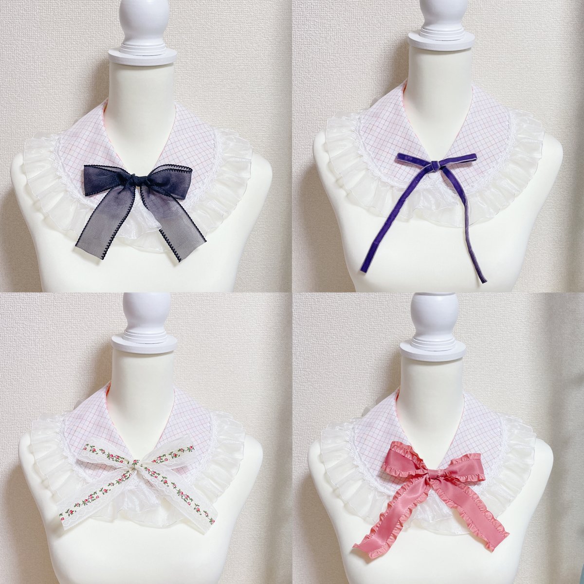 リバーシブル♡つけ襟【ﾋﾟﾝｸ×ﾌﾞﾛｯｸ】 | KIMISHIKA online shop