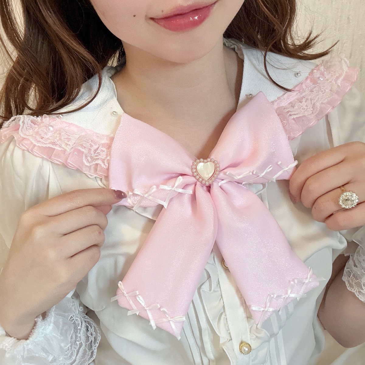 レースつけ襟【ﾋﾟﾝｸ】 | KIMISHIKA online shop