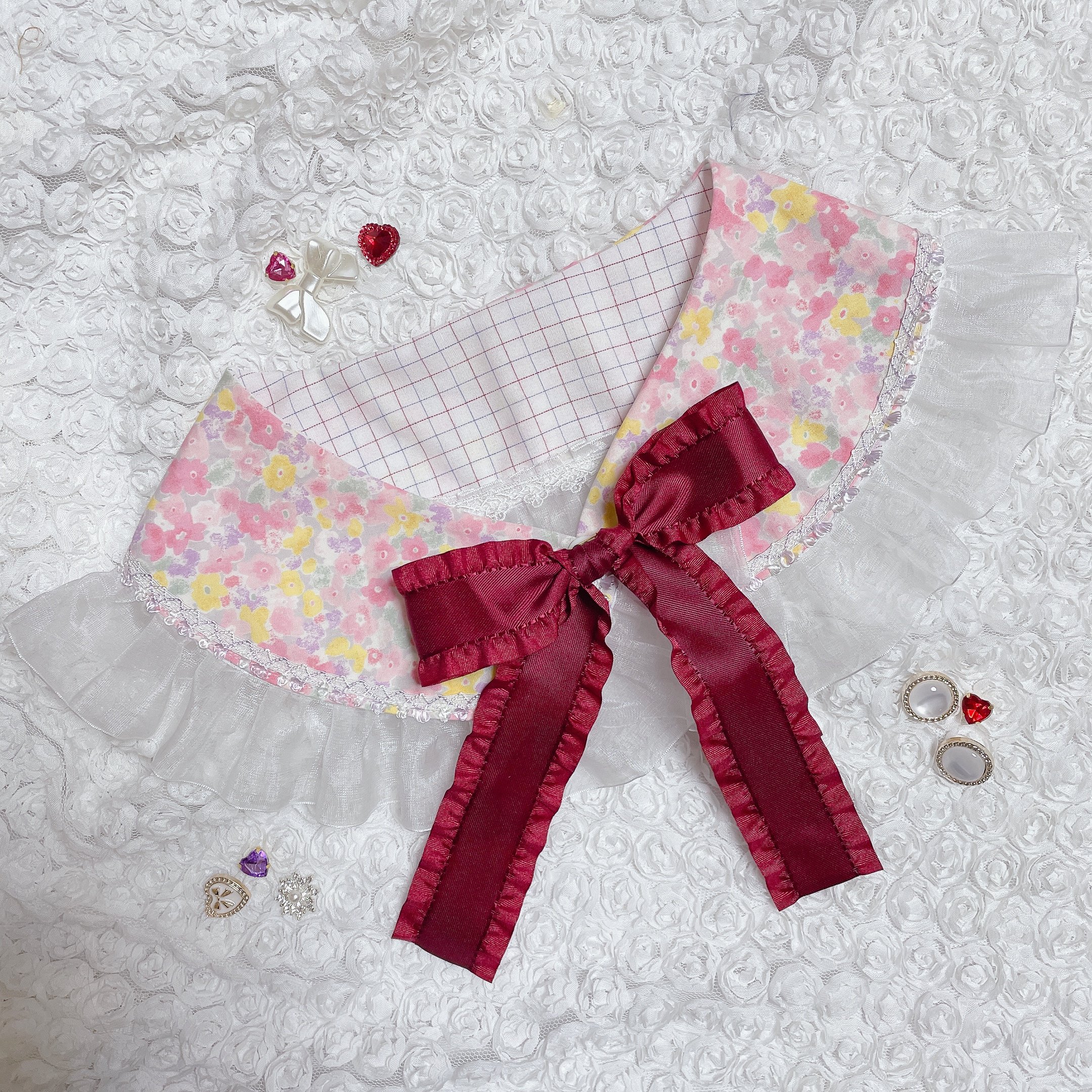 リバーシブル♡つけ襟【ﾋﾟﾝｸ×ﾌﾞﾛｯｸ】 | KIMISHIKA online shop