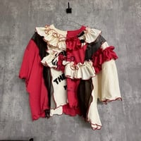 フリルTシャツ【white×Red】