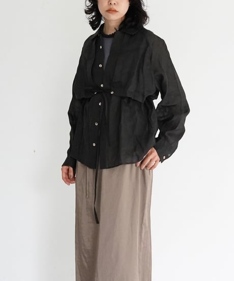 AS YET UNNAMED. - 'the essential line' / Raglansleeve Oversized Shirts (Ramie-Black)