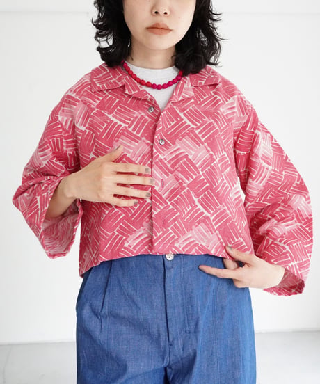 KROMALUDI / Hand Woven Printed Short Length Top (Pink)