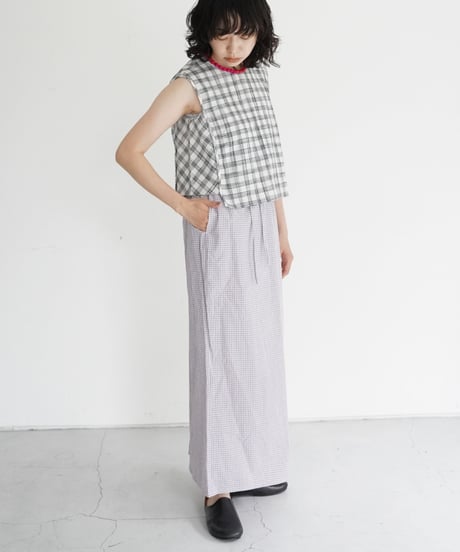 KROMALUDI / Hand Woven Sleeveless Top (Jharna Gingham)