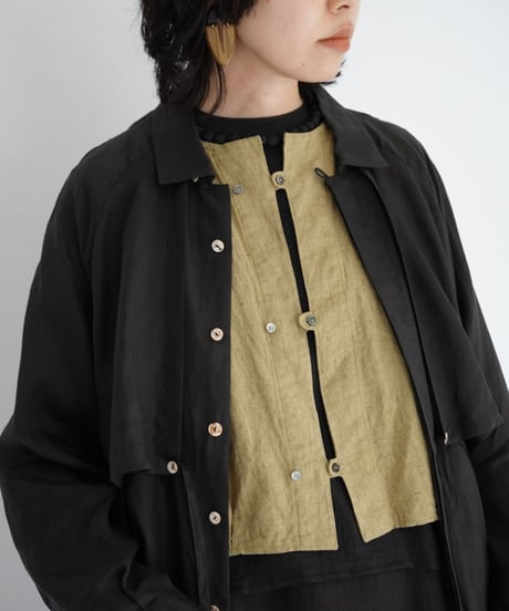 SOMEYA+METHO+puraa / handle button short vest (botanical khaki)