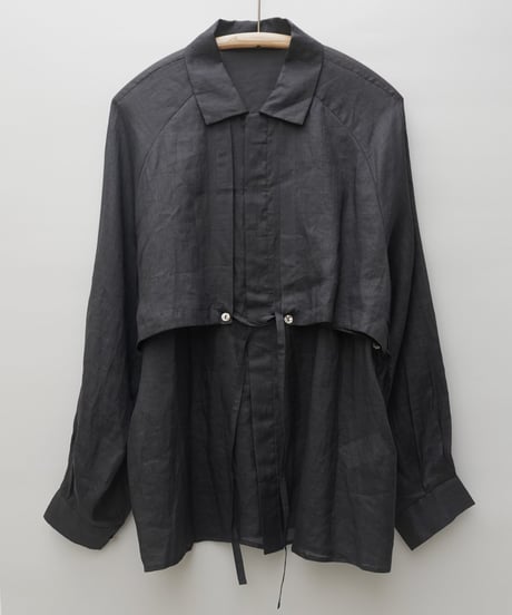 AS YET UNNAMED. - 'the essential line' / Raglansleeve Oversized Shirts (Ramie-Black)