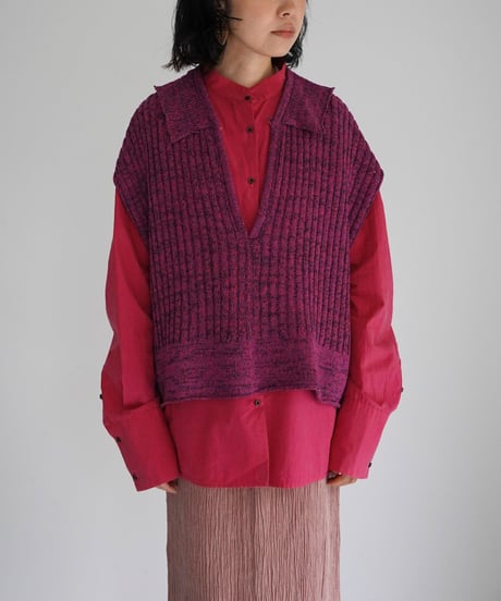 METHO / harinuki knit vest - short length (2 COLORS)